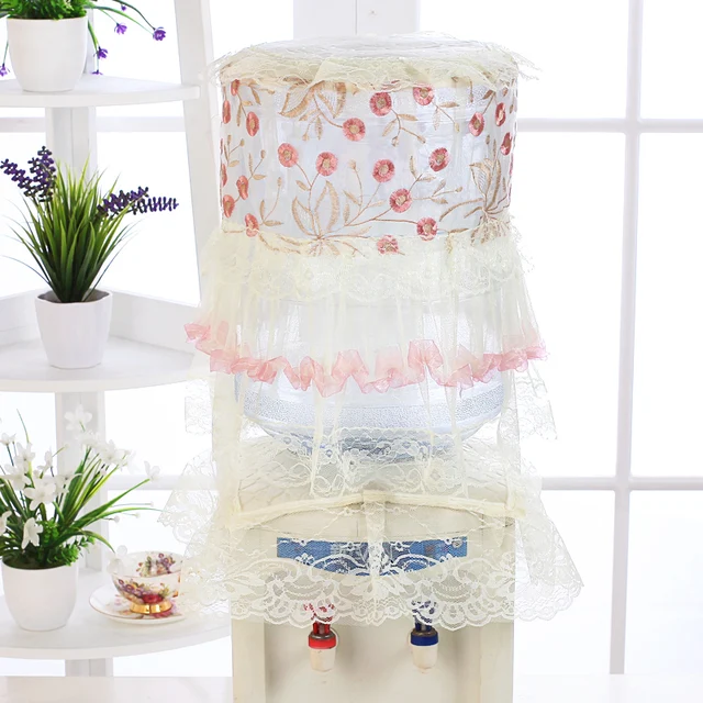 1set Lace Fabric Water Dispenser Cover & Bucket Dust-proof Cover (2pcs)