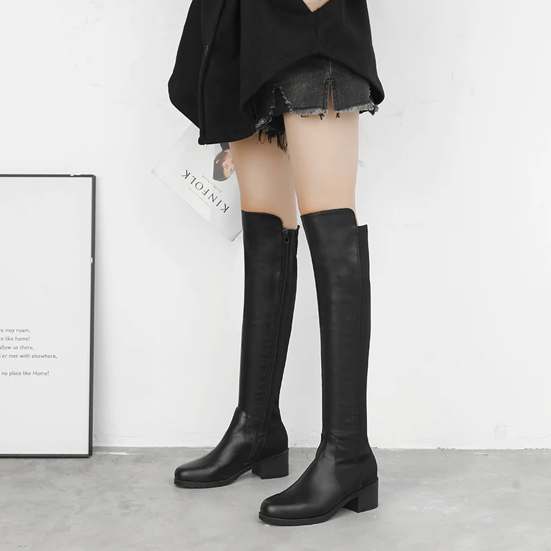 Najtaniej Buty damskie Slim Sexy Over The buty do kolan moda zamszowe i PU zakolanówki buty damskie buty zimowe Bota 2019