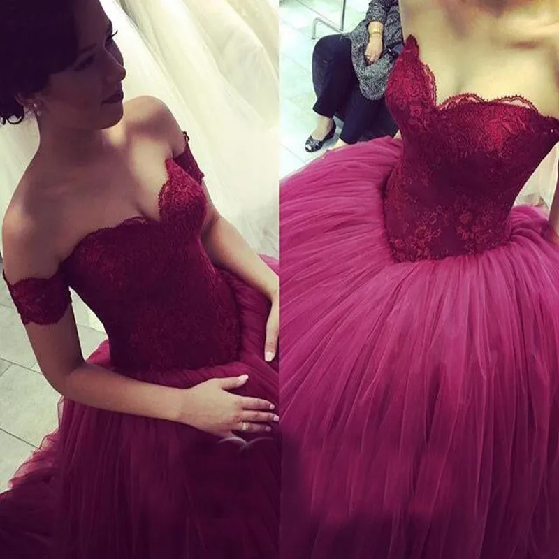 

Fashion Sweetheart Tulle Top Lace Off the Should Evening Gowns 2018 New Corset Ball Prom Gown mother of the bride dresses