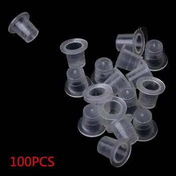 

100 PCS 8mm Small Plastic Ink Tattoo Cups Caps Pots Pigment Supplies