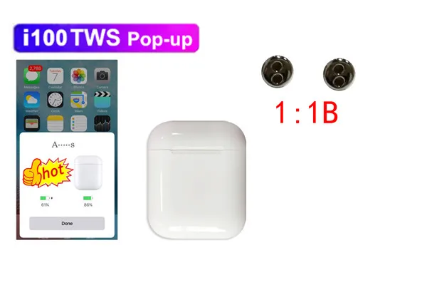 i100B Pop up i100 tws Touch control headset PK i10 i90 i30 i300 i20 i60 i200 i80 tws Bluetooth 5.0 6D Stereo Wireless Earphone - Цвет: i100B
