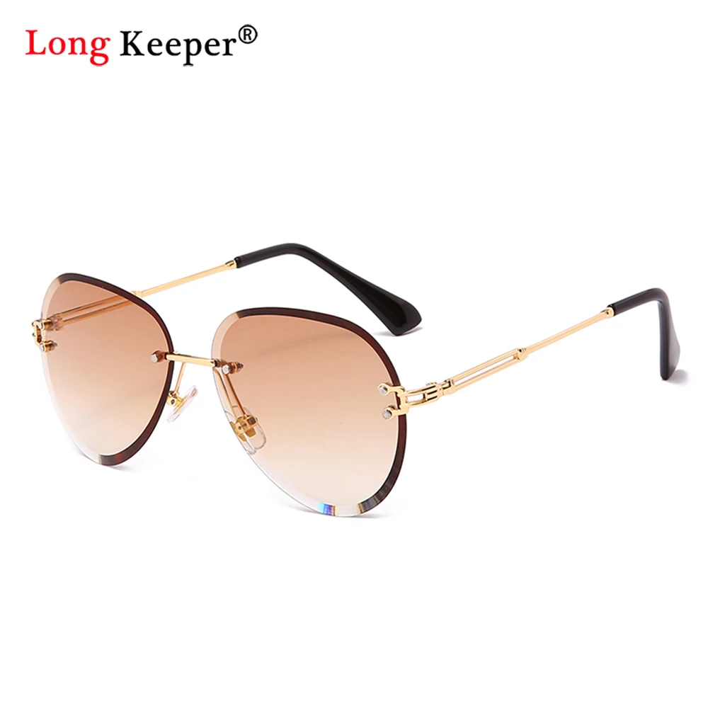 

BRAND DESIGN Men's Pilot Sunglasses Women Alloy Rimless Sun Glasses Brown Gradient Lens UV400 Protection Driving Gafas de sol