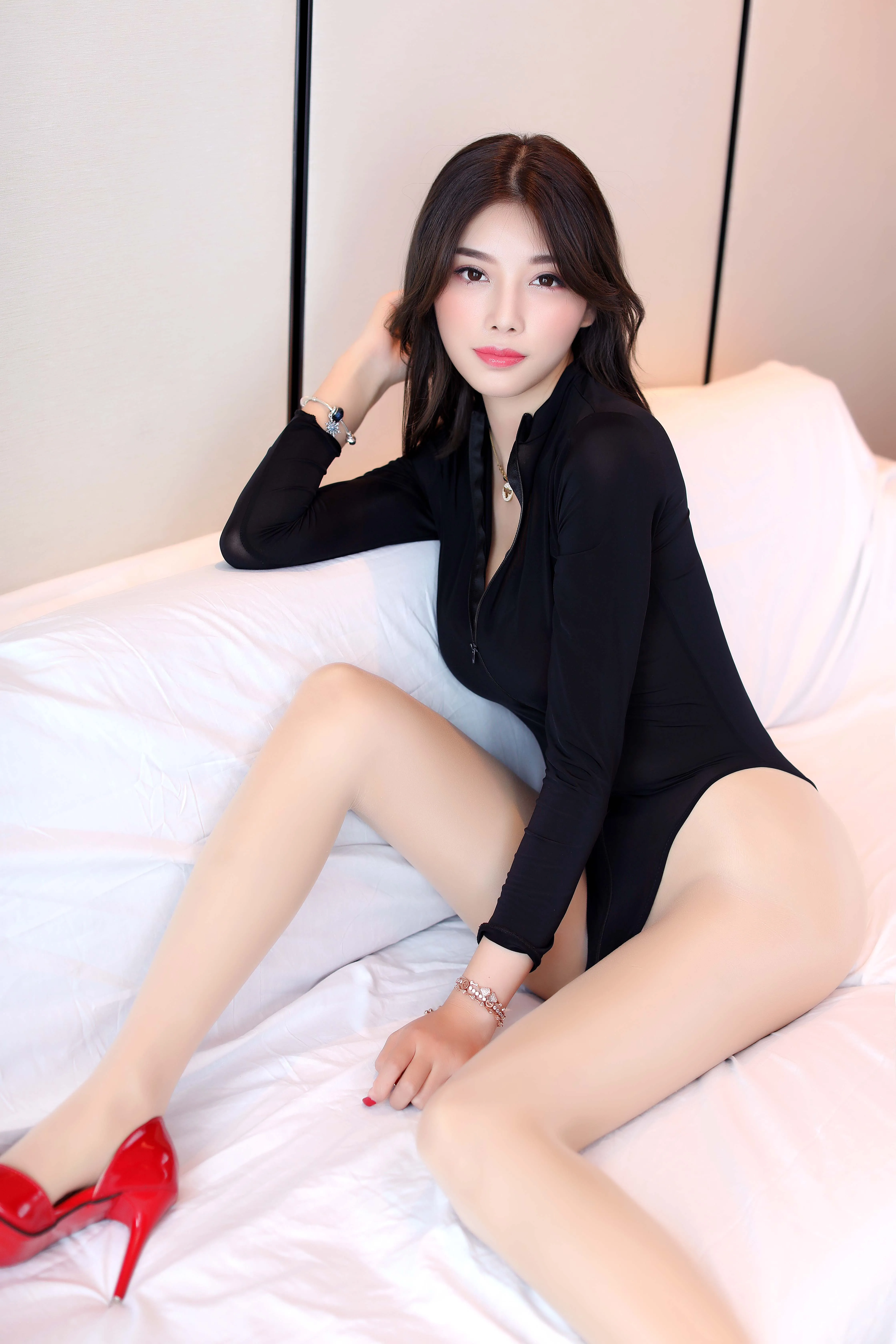 mesh bodysuit Sexy Skinny High Cut Two Zipper Bodysuits Women See through Tops Long Sleeve Rompers Allure Jumpsuit Casual Slim Party Playsuit white long sleeve bodysuit