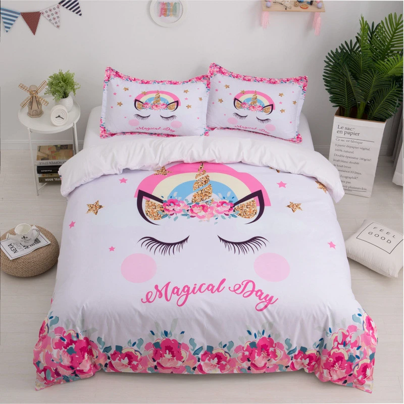 Juego de cama unicornio para niña, funda de edredón, juegos de de Reina, funda de cama para gemelos XY76 #|Juegos ropa de cama| - AliExpress