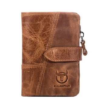 

1 PC Genuine Leather Men Wallet Vertical Casual Folding Multi-card Credit Card Holder Buckle Wallet Zipper Coin Purse Wallet New