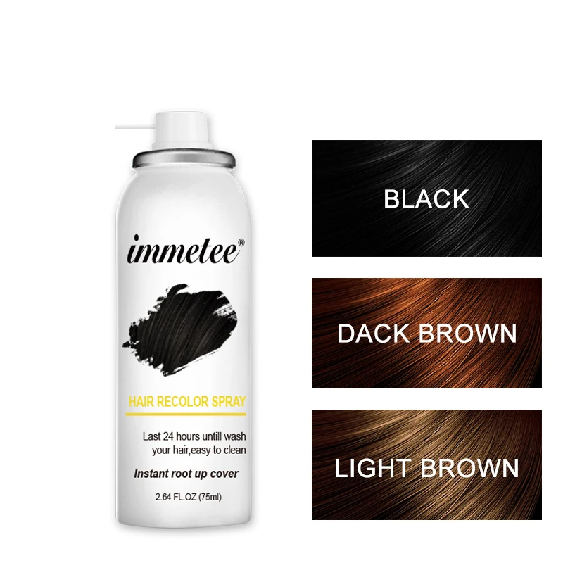 IMMETEE Hair Color Spray Hair Color Repair To Fill The Hair Color Black/Dark Brown/Lt Brown 75ml/Pcs Color Hair Healthy Hair dye