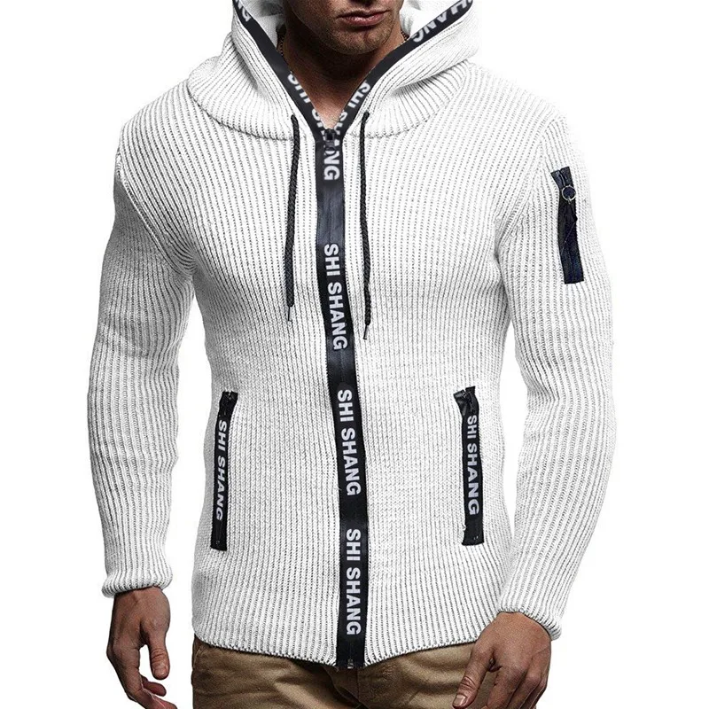 

Dropshipping 2019 New Autumn Winter Cardigan Coats Men Solid Slim Fit Warm Sweater Men Casual Zipper Hooded Sweater Men Cardigan