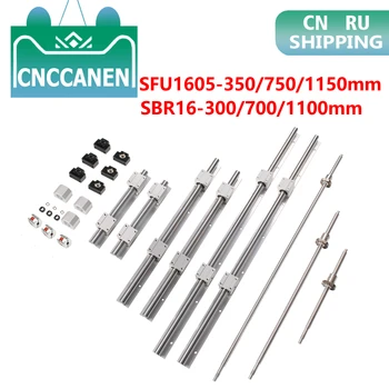 

SBR 16 Linear Guide Rail 6 Set SBR16 - 300/700/1100mm + Ball Screw Set RM1605 SFU1605 - 350/750/1150mm + BK/BF12 CNC Parts