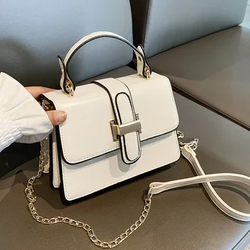 

New Arrive 2020 Women Pu Leather Shoulder Bags Girls Chain handbag Women's Casual Messenger Bags Crossbody Bags white