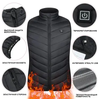 

8 Areas USB Powered Heated Vest Smart Electric Heating Jacket Men Women Waistcoat Winter Car Repairing Cycling Fishing Trekking
