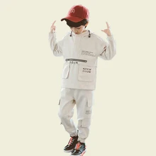 Детская одежда, брюки-карго и толстовки, костюмы для мальчиков, Свободный пуловер, одежда для мальчиков-подростков, Осенний повседневный костюм для мальчиков 6, 8, 10, 12, 14 лет