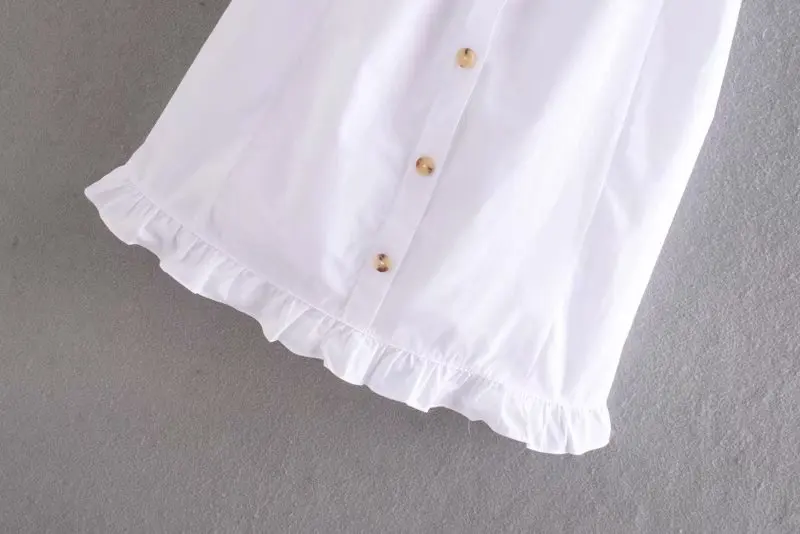 Женское платье рубашка Flabbit белое повседневное плиссированное с квадратным