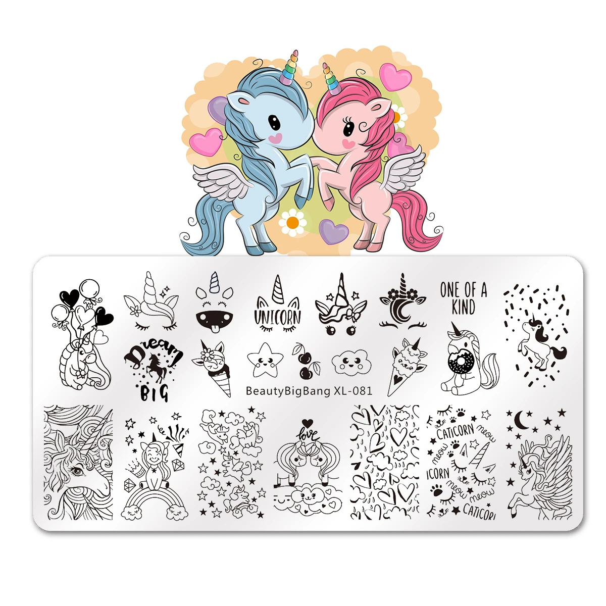 BEAUTYBIGBANG Unicorn Pattern Nail Stamping Plates Stainless Steel Stencil for Art Templates Manicure | Красота и здоровье