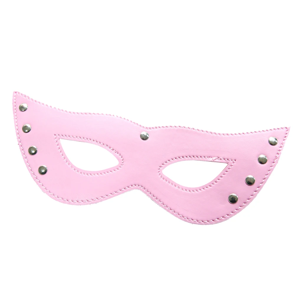 Womens Ladies Fashion and Sexy Lowrie Shaped Eye Mask with Elastic Strap Leather Cosplay Role Play Party Costume 