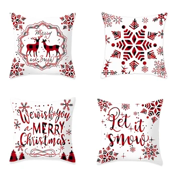 

Christmas Pillow Covers, Fashion Snowflake Reindeer Letter Print Throw Pillow Cases for Sofa Bed Couch