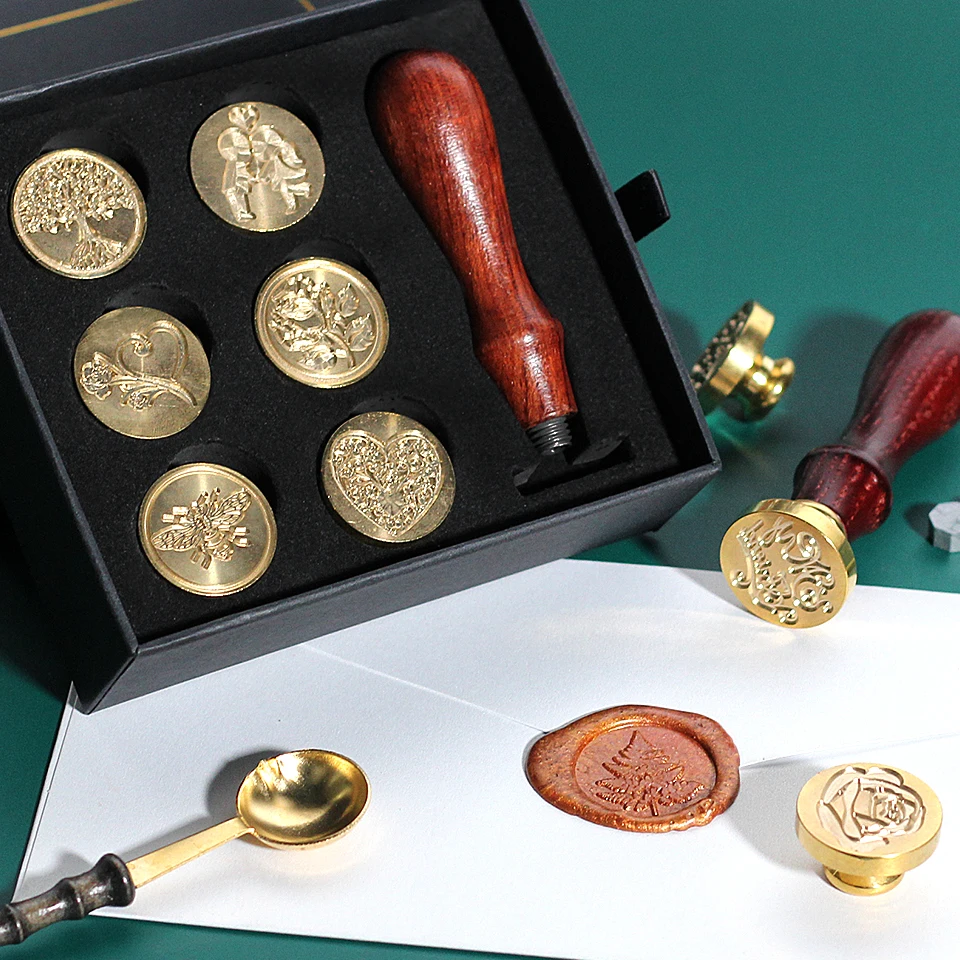 2021 Luxury gift box Seal Stamp Stick Set Replaceable Sealing Wax  Diversiform Vintage Signet for Letter Postage Envelop Invitati