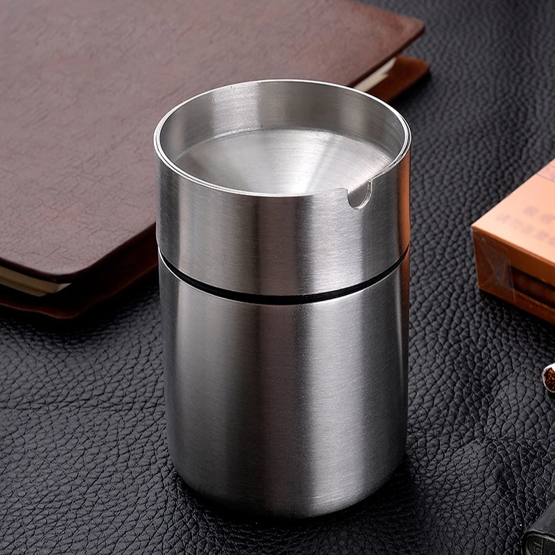 Ashtray Outdoor Windproof Ashtray Stainless Steel Ashtray Car Ashtray Multifunctional#c
