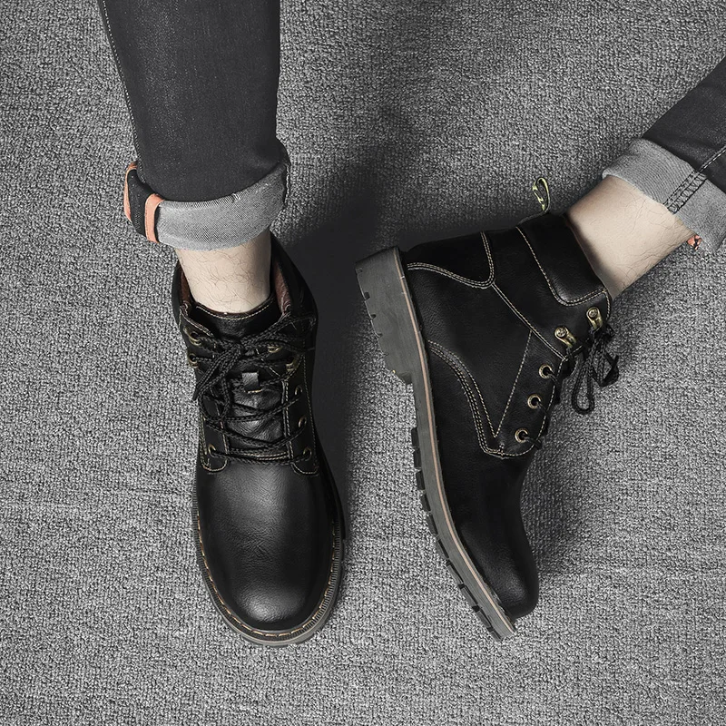 Новинка; зимние мужские ботинки; Botas Masculinas; Водонепроницаемая удобная обувь; модные мужские ботинки martin; рабочие ботинки; Zapatos De Hombre