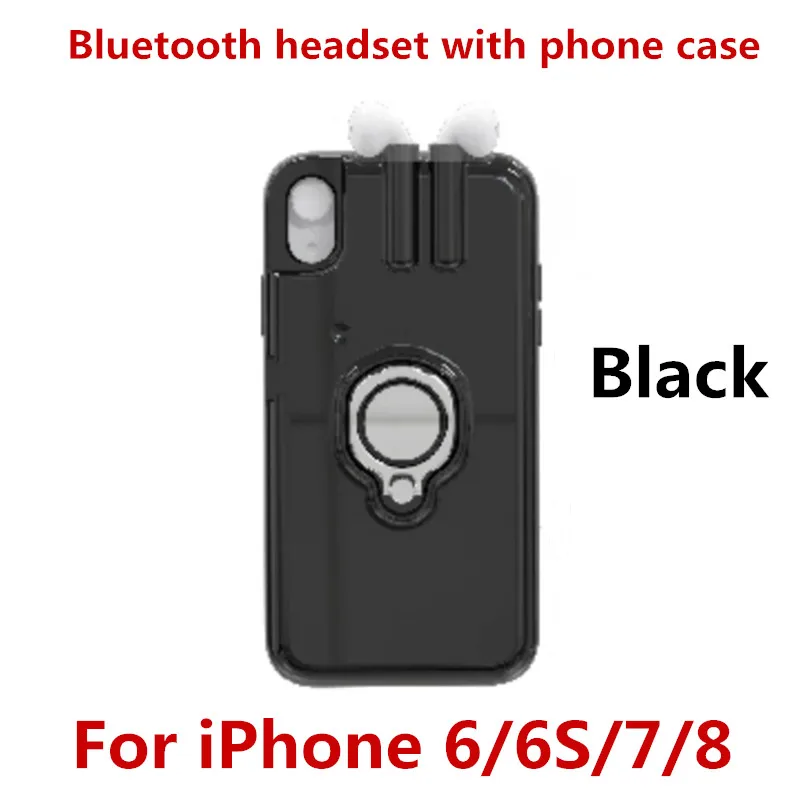 Новые беспроводные наушники зарядный чехол для iPhone X 6 6S 7 8 Plus чехол для iPhone X S MAX XR беспроводной Bluetooth кожухи головных телефонов - Цвет: Black For 6 6S 7 8