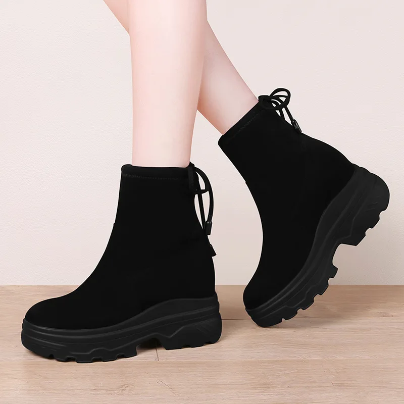 

Lycra Kington 6598 round-Toe Flat Heel Boots Fashion Bow WOMEN'S Boots Waterproof Platform WOMEN'S Shoes