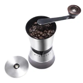 

Manual Coffee Grinder Stainless Steel Adjustable Coffee Bean Mill With Rubber Loop Ring Easy Clean Kitchen Coffeeware Tools