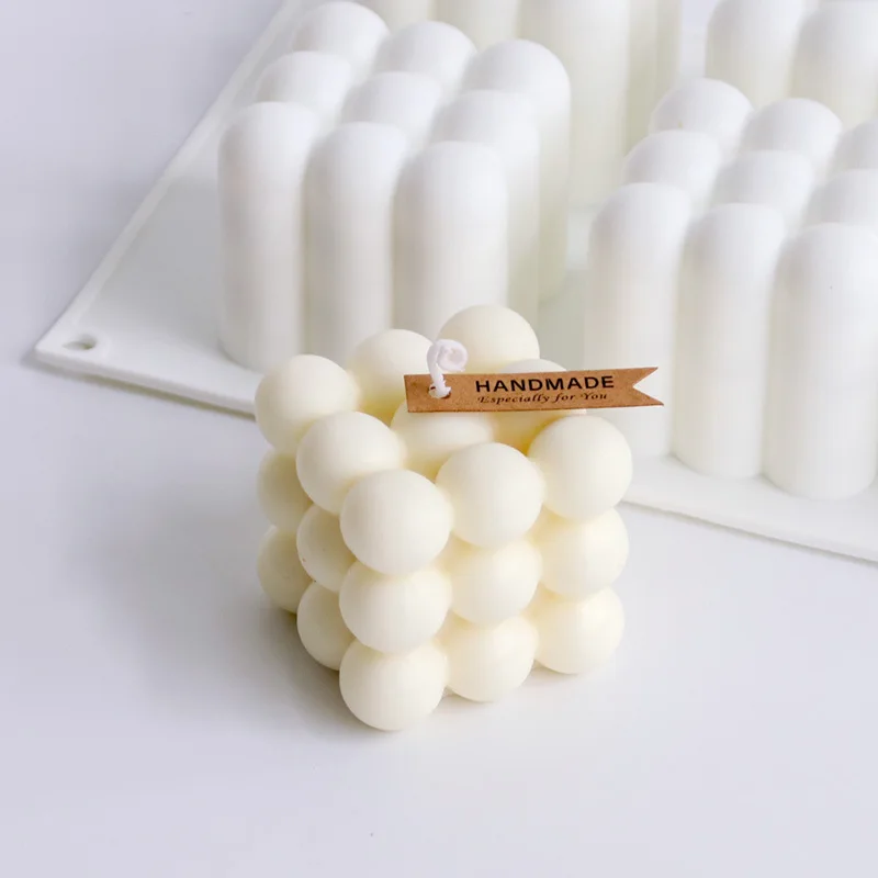 1pc 3D Square Cube Silicone Candle Mould Soy Wax Essential Oil Aromatherapy Candle Making Material DIY Handmade Wax Soap Molds
