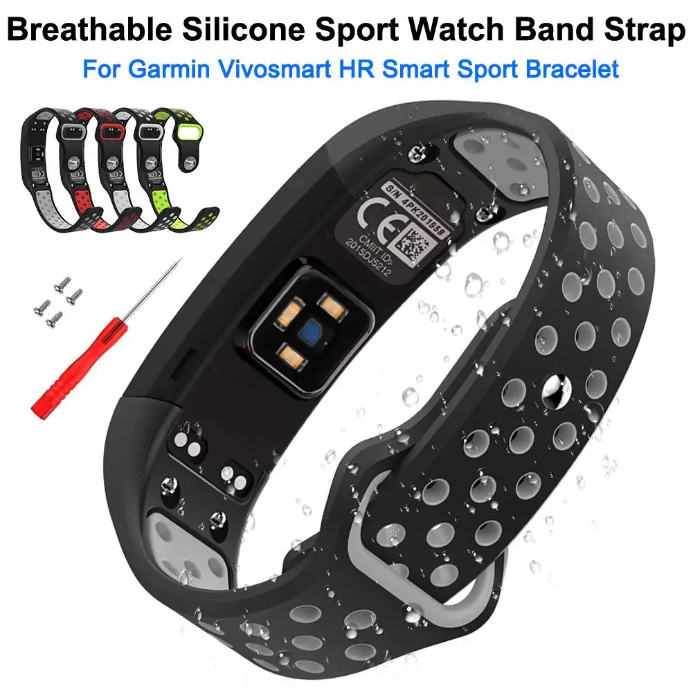 Мягкие дышащие силиконовые спортивные часы ремешок браслет на запястье Замена для часы Garmin vivosmart HR умный спортивный браслет