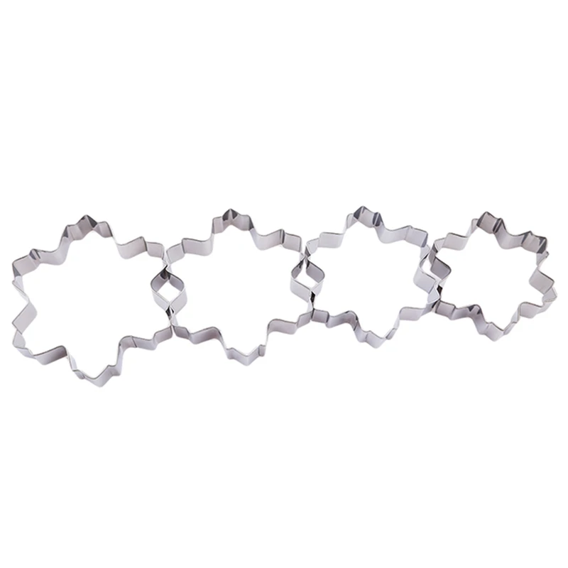3D Christmas Cookie Cutters Stainless Steel Cake Cookie Mold Fondant Cutter DIY Baking Tools Christmas Snowflake Cutters Mold
