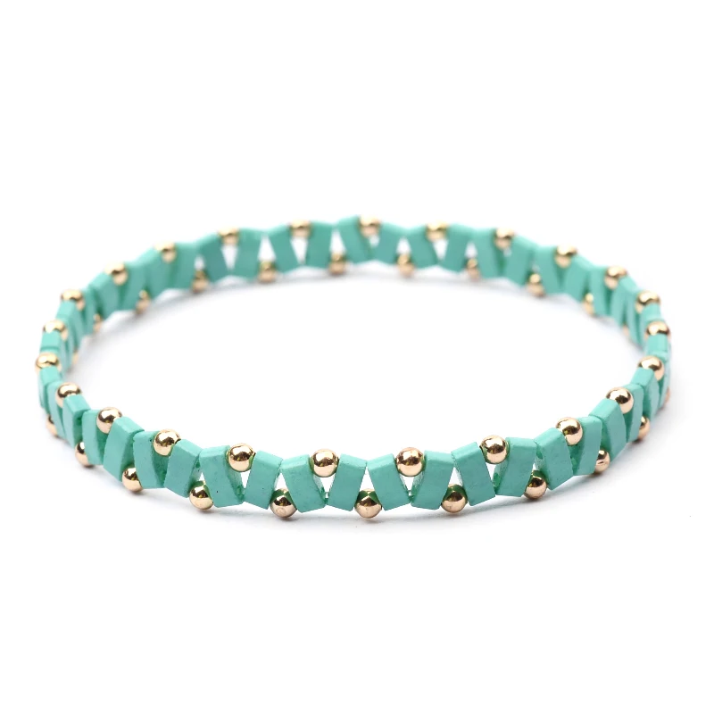 BOJIU 23 Colors Bohemia Miyuki Tila Beads Bracelets For Women Boho Adjustable Delica Beads Bracelets Lady Gift Joyeria BC352 - Окраска металла: 6-Mint Green