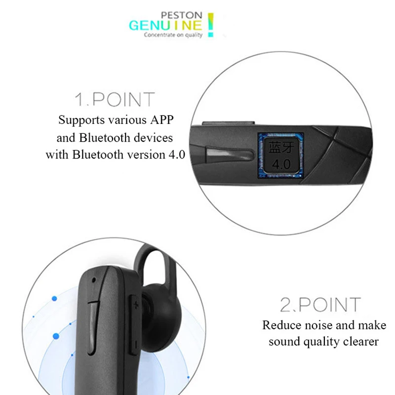 V4.1 Bluetooth гарнитура с заушником, Bluetooth наушники с защитой от пота, Bluetooth наушники с микрофоном, универсальные для всех телефонов