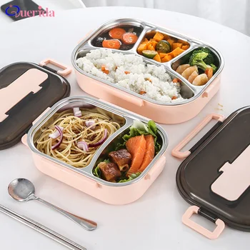 

Quality Lunch Box Stainless Steel Bento Leakproof Lunch Box For Kid Portable Microwave Heating Food Containers Box Tableware