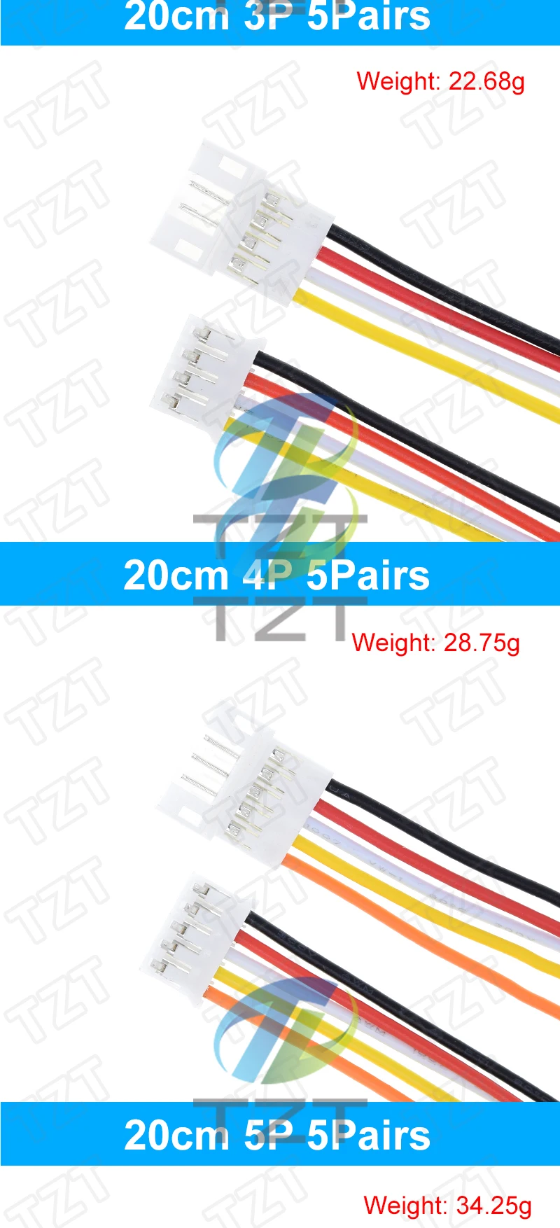 10 Stück 5 Paar Micro JST PH 2.0 2P 3P 4P 5P 6PIN Stecker-Buchse-Verbinder mit Kabeln 20CM+20CM für Arduino MP3 – Detail 5