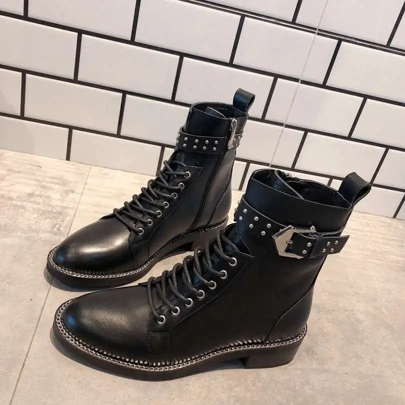 Женские ботинки на молнии; Botas chaussures femme; ботильоны с пряжкой; женская обувь на низком каблуке; женские ботинки с круглым носком; botas mujer Ins