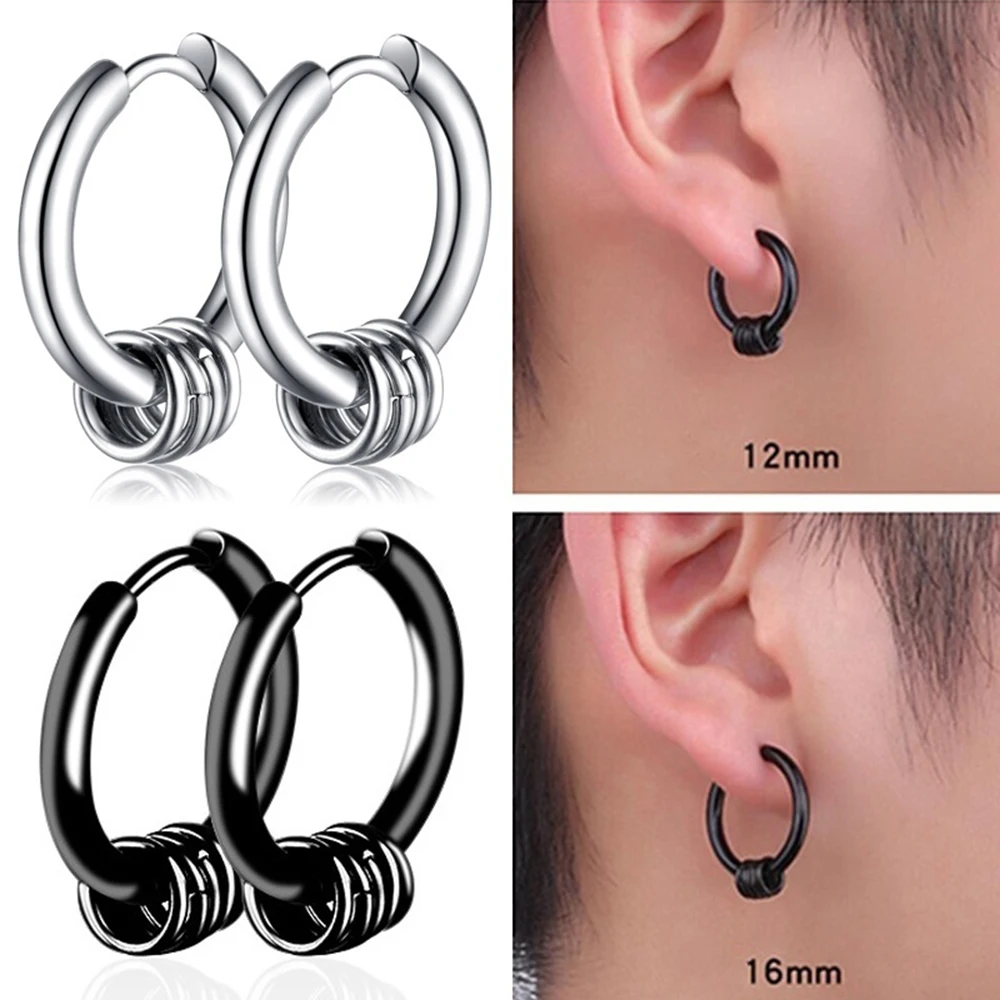 

Unisex Stainless Steel Earrings Small Circle Hanging Large Circle Personality Earring Domineering Titanium Stud Earrings