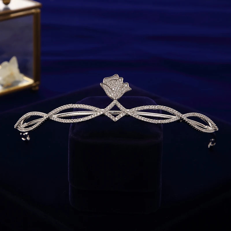 

New Flower Tiaras Crowns Zircon Crystal Hairbands Headpieces Small Wedding Hair Accessories Bridesmaid Hairband
