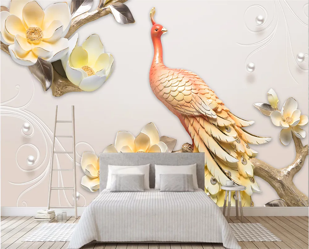 包图网_934066简约北欧浮雕小鹿一棵树背景墙