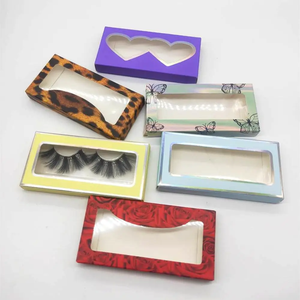 

wholesale 50pcs paper false eyelash packaging lash boxes custom logo faux 25mm mink eyelashes case