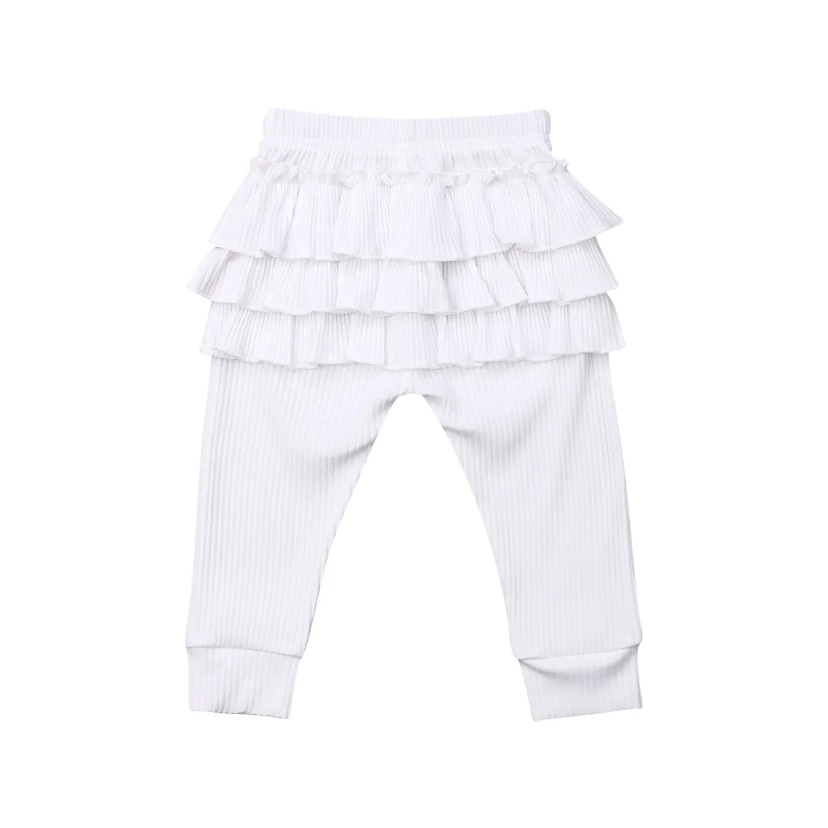 Милые леггинсы для новорожденных девочек; сезон осень-зима; Милые однотонные брюки с воланами для маленьких принцесс; повседневные Хлопковые Штаны для малышей - Цвет: Белый