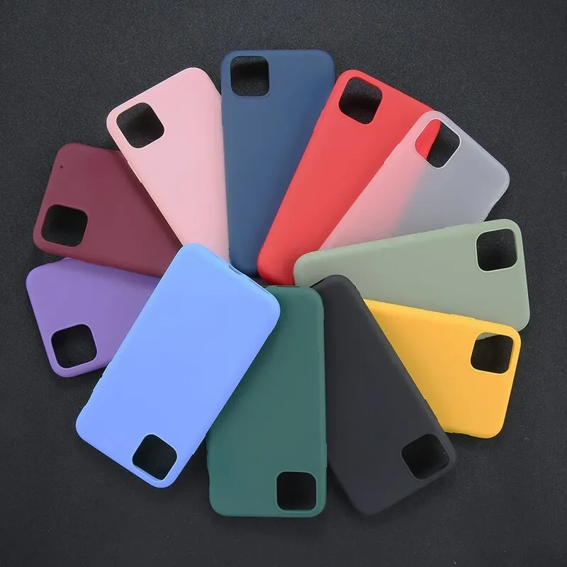 Цветной простой матовый чехол для iphone 11 pro max xxs xr 6s 6 7 8 plus Мягкий силиконовый ярких