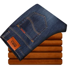 Vomint Новые мужские джинсы бизнес мужские джинсы Плюс бренд эластичность стрейч ткань бархатные джинсы Обычные прямые