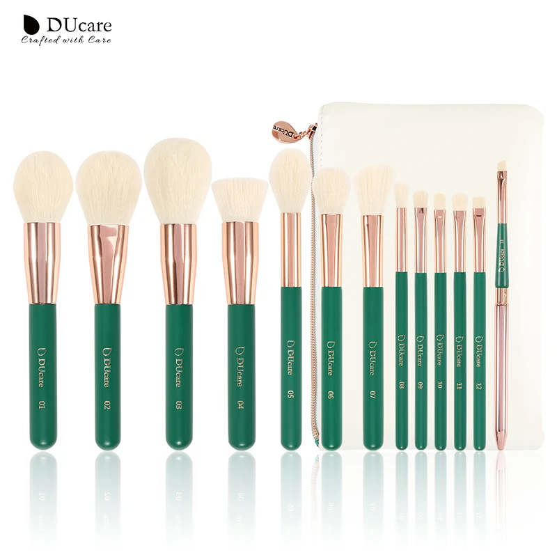 

DUcare Green Makeup Brush Set 13pcs Makeup Brushes With Case Blending Face Powder Eyeshadow Make Up Brushes Set With Bag