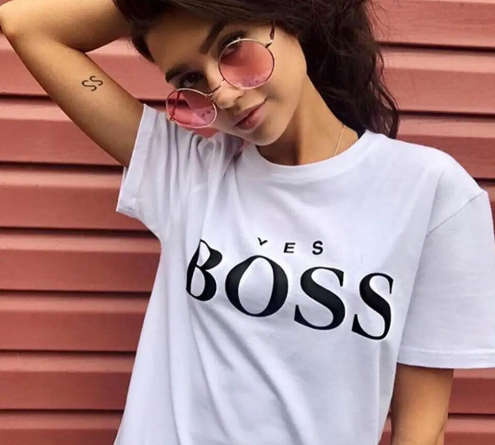 Yes-Boss-Letter-Print-T-Shirt-Women-Short-Sleeve-O-Neck-Loose-Tshirt-2019-Summer-Women (2)
