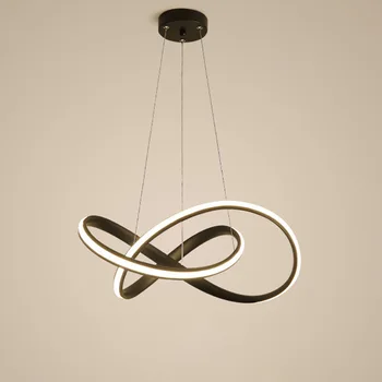 

Modern Led Pendant Lights For Dining Room Black Rings Circle Living Bedroom Hanging Lamp Fixtures With Remote Control Luminaire