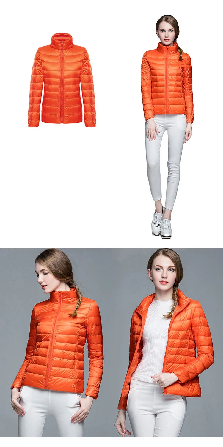 Jaqueta tipo Duck Down e Portátil Fino para Outono à Prova de Vento Parka com Parka Cabolsa Feminino Ultraleve 2021 10 de vento, 2019 parka com parka