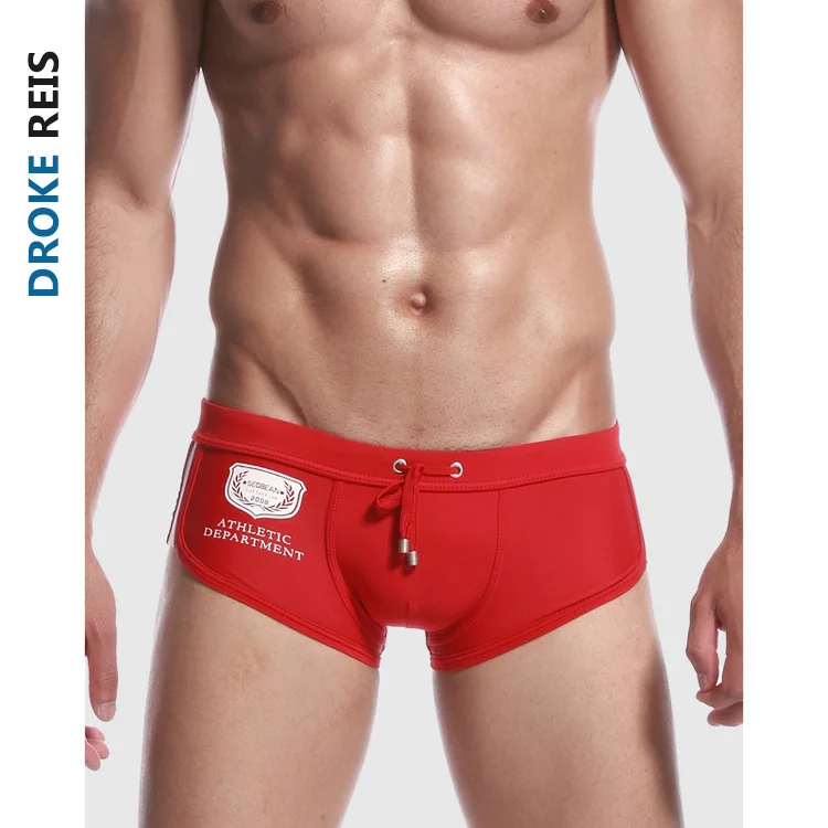 

New Style Men AussieBum Summer Hot Springs Swimming Trunks Chinlon Solid Color Low-Rise Beach Shorts