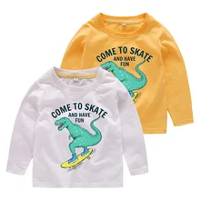 Осенняя одежда для мальчиков; детская одежда в Корейском стиле; детская одежда; Осенняя футболка с длинными рукавами для малышей; универсальная рубашка для малышей; 739