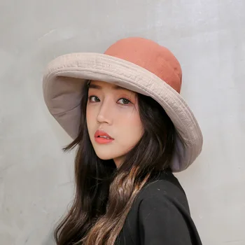

pot hat women's Korean version of Joker cotton and linen breathable fisherman hat sunscreen autumn travel visor in summer