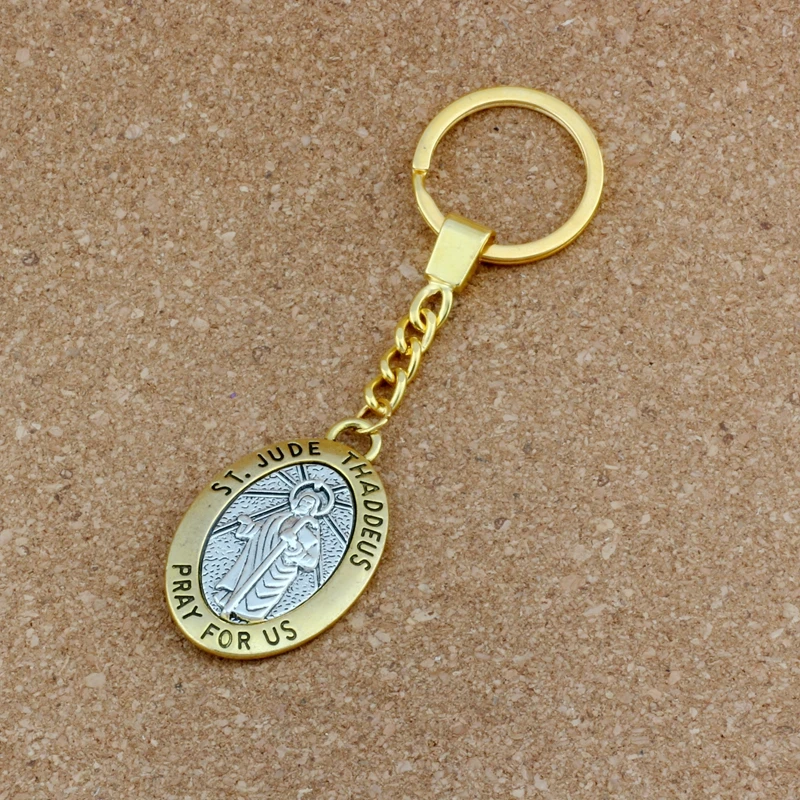 

1pcs Keychain ST JUDE THADDEUS pray for us Alloy Charms Pendants Key Ring Travel Protection DIY Jewelry A-550f