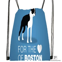 Изготовленный на заказ черный белый собака Бостон-терьер походная сумка на шнурке милый рюкзак для детей(черная спина) 31x40 см#180531-02-30