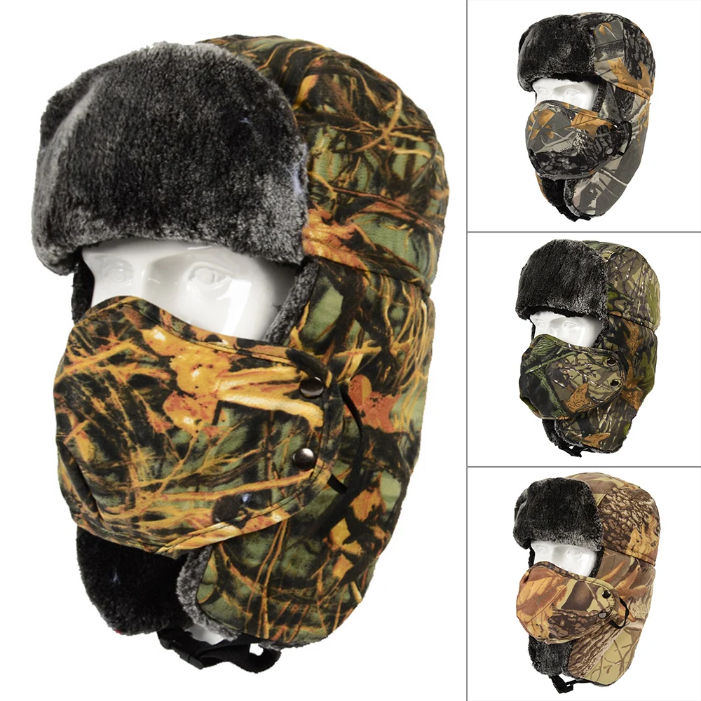 

Outdoor Sport Warm Hat Men And Women Winter Riding Thick Earmuffs Windproof Hat Warm Camouflage Hat Snow Cap Winter Riding Mask